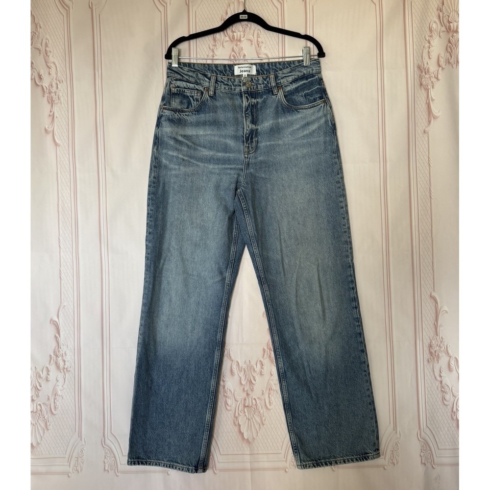 Reformation Jeans Preston Baggy High Rise Straight Jeans Women's Size 29 Blue